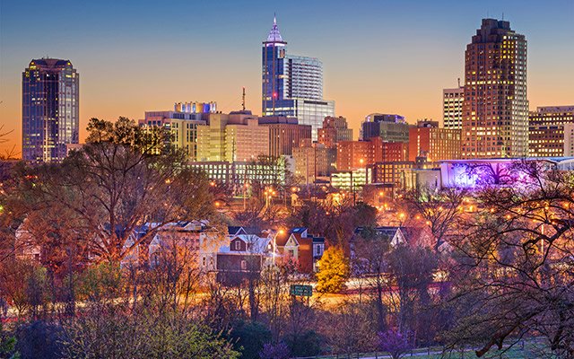 A view of the Raleigh, NC skyline