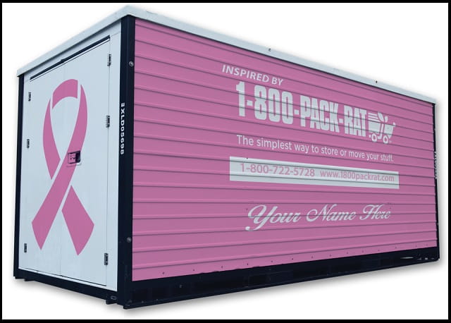 Breast cancer awareness personalized pink portable storage container