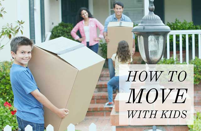 A kid moving a box into his new home with his family.