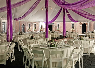 Store banquet and reception items in portable storage containers