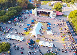 Overhead shot of a music festival event