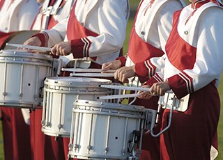 A college marching band playing