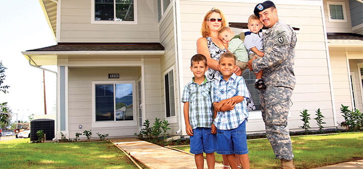 Military family moving to a new home