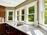 Overlooking kitchen windows in a nice home