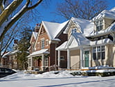 A set of home exteriors in the snowy Winter